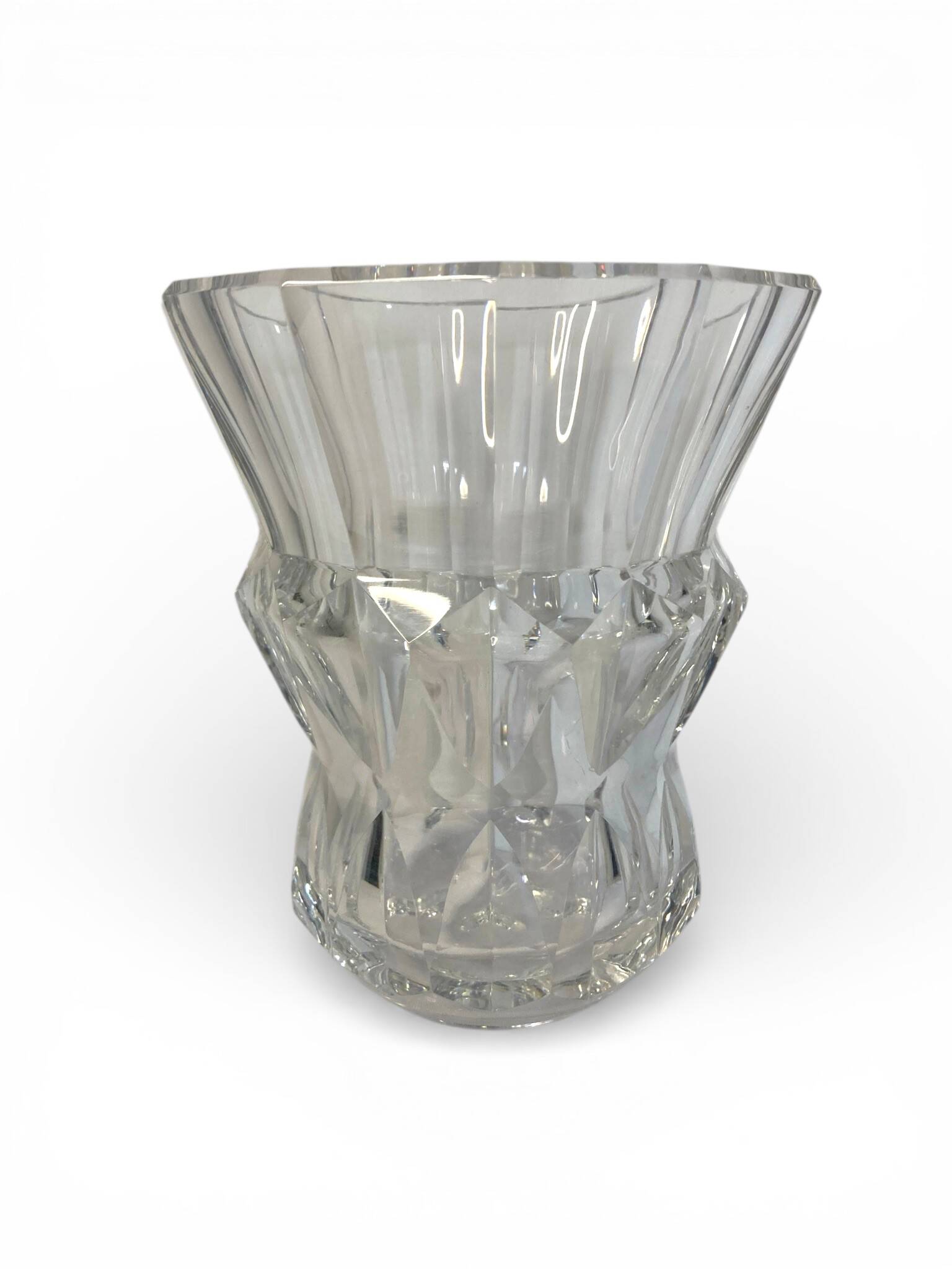 Val Saint Lambert, curved crystal vase circa 1950