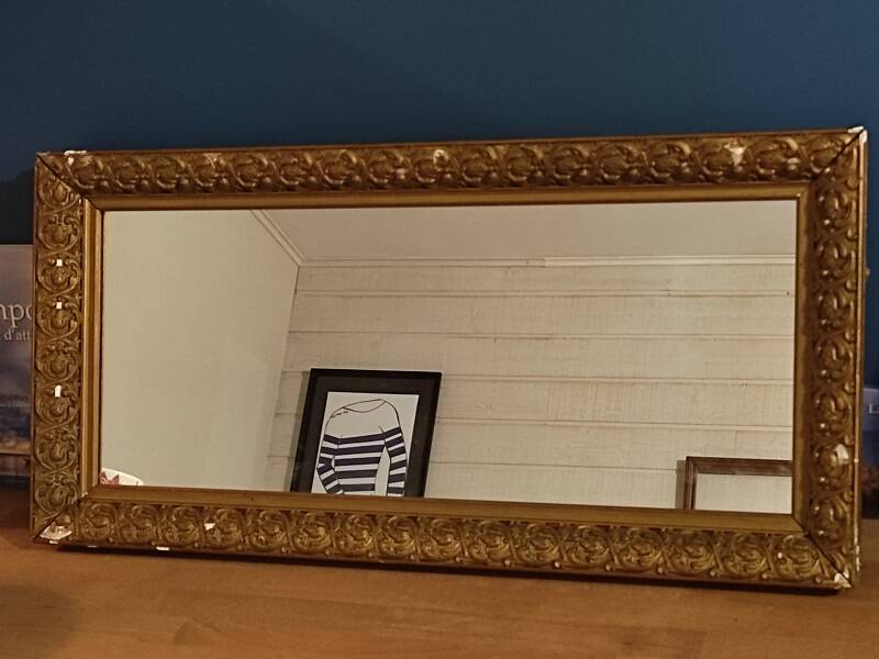 Miroir Cadre bois plâtre stuc dorée