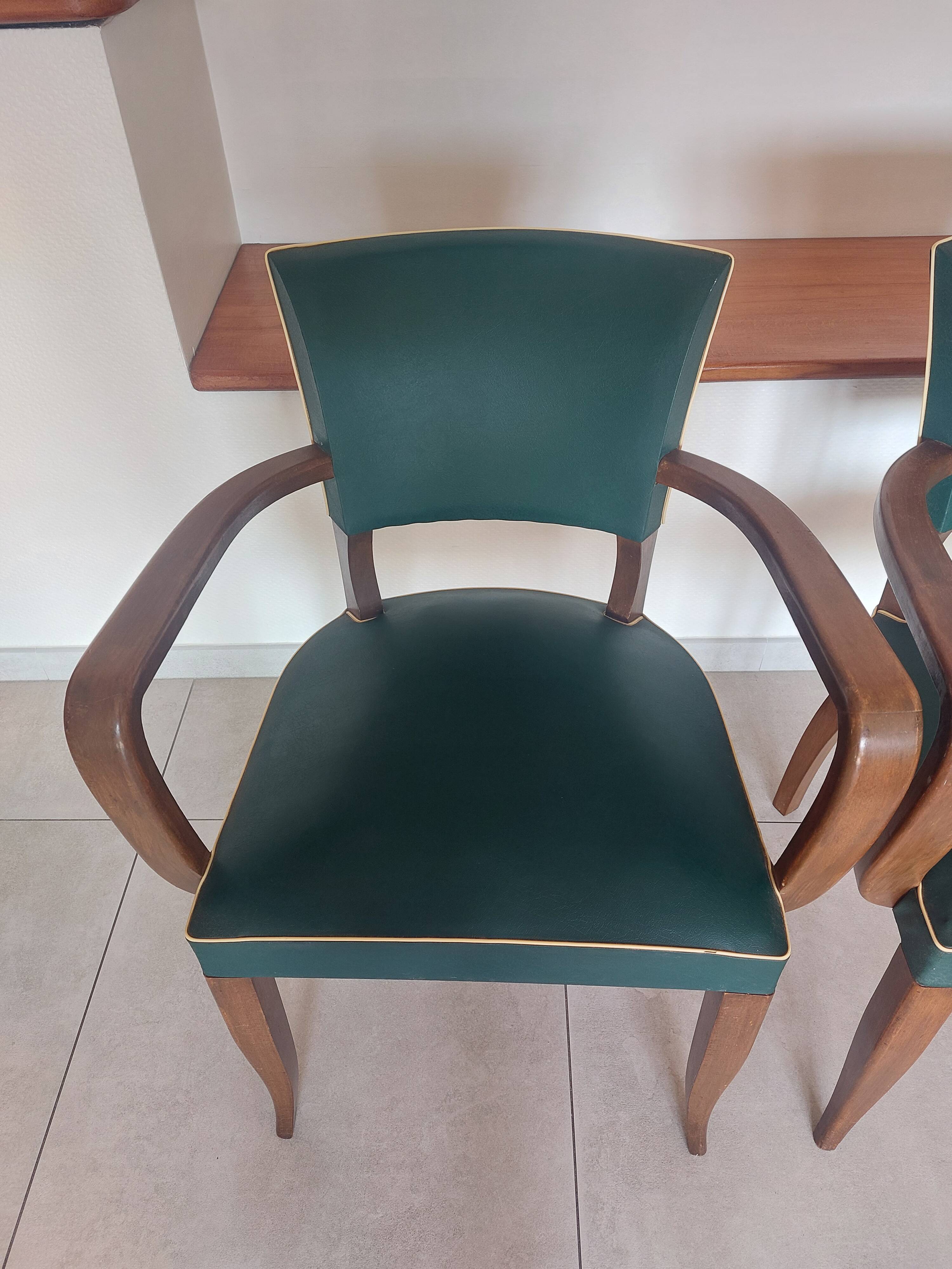 paire de chaises, fauteuils bridges vert foncé