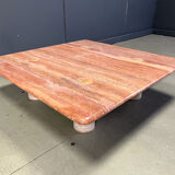 Angelo Mangiarotti red travertine coffee table for Up&Up, Italy
