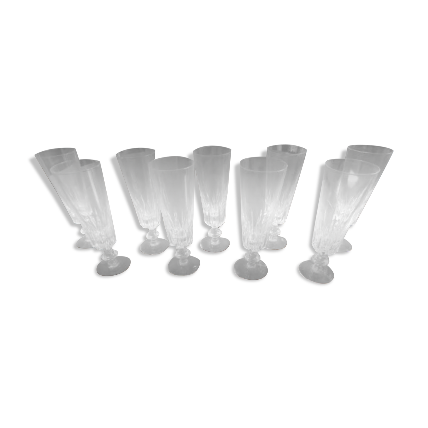 Set of 9 crystal flutes from Bayel cristallerie royale de Champagne