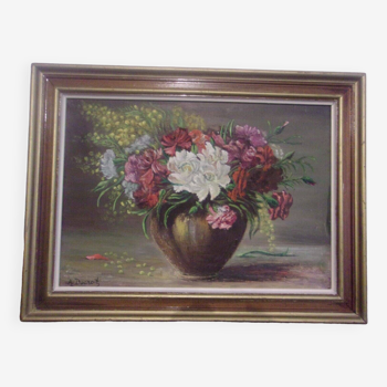 Nature morte, tableau ancien, bouquet de fleurs