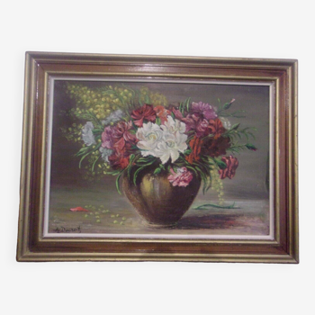 Still life, ancient painting, bouquet of flowers