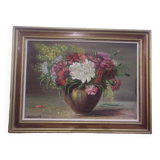 Nature morte, tableau ancien, bouquet de fleurs
