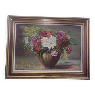 Still life, ancient painting, bouquet of flowers