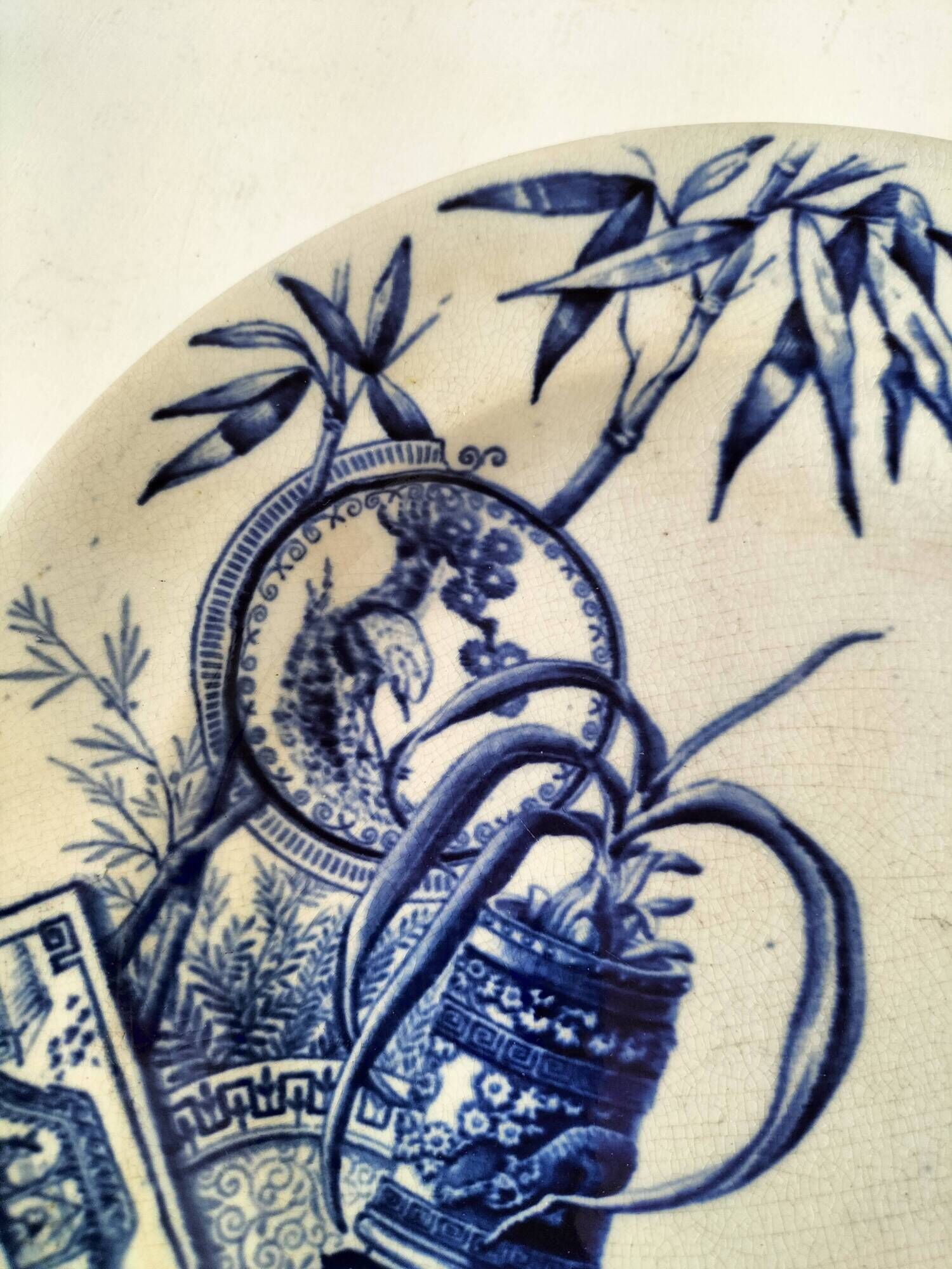 Antique plate with Chinese blue oriental decoration from the late 19th century.