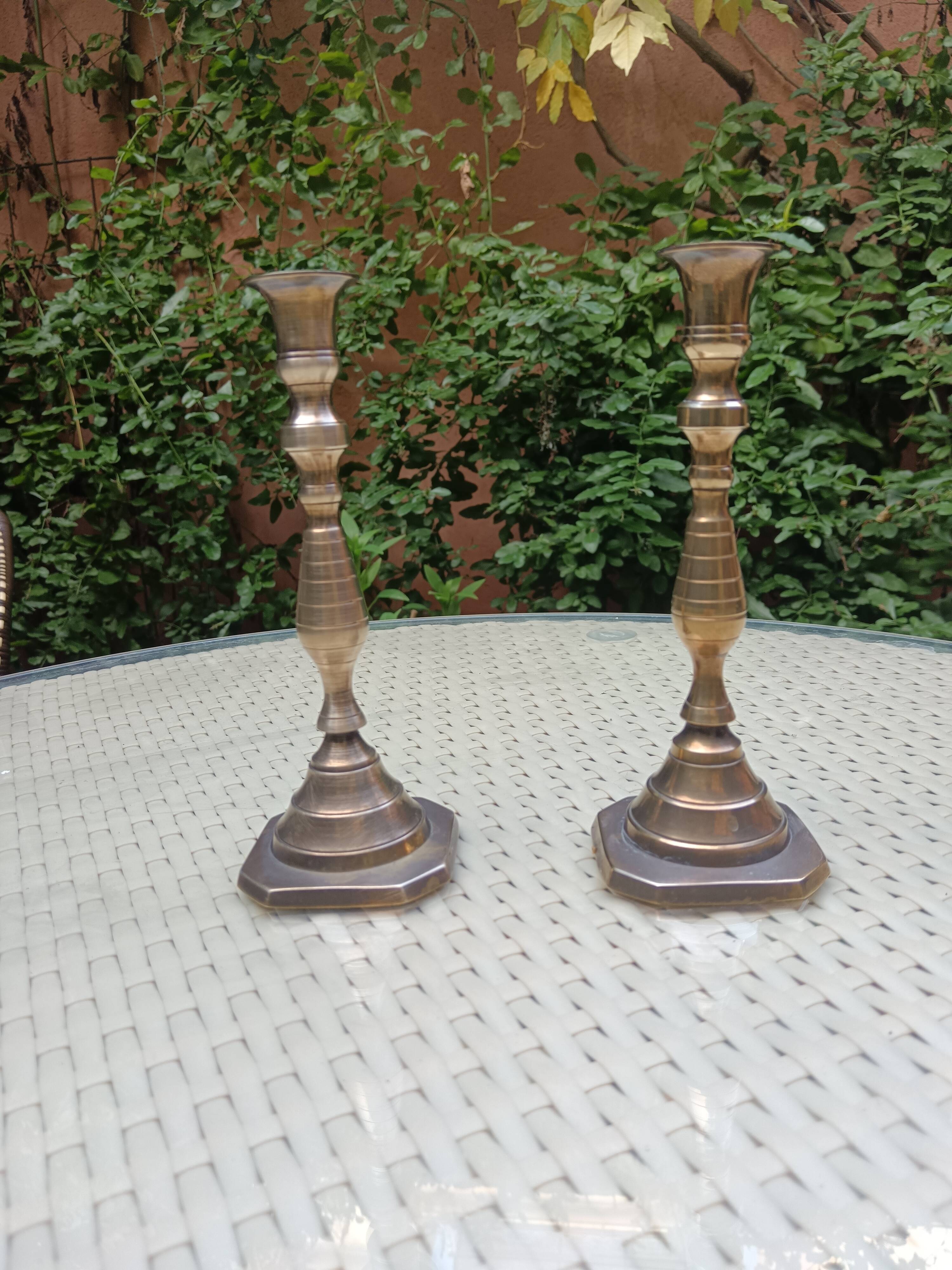 Pair of bronze candlesticks