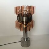 Lampe veca fontana arte verre fumé rose orange vintage 60.s rare