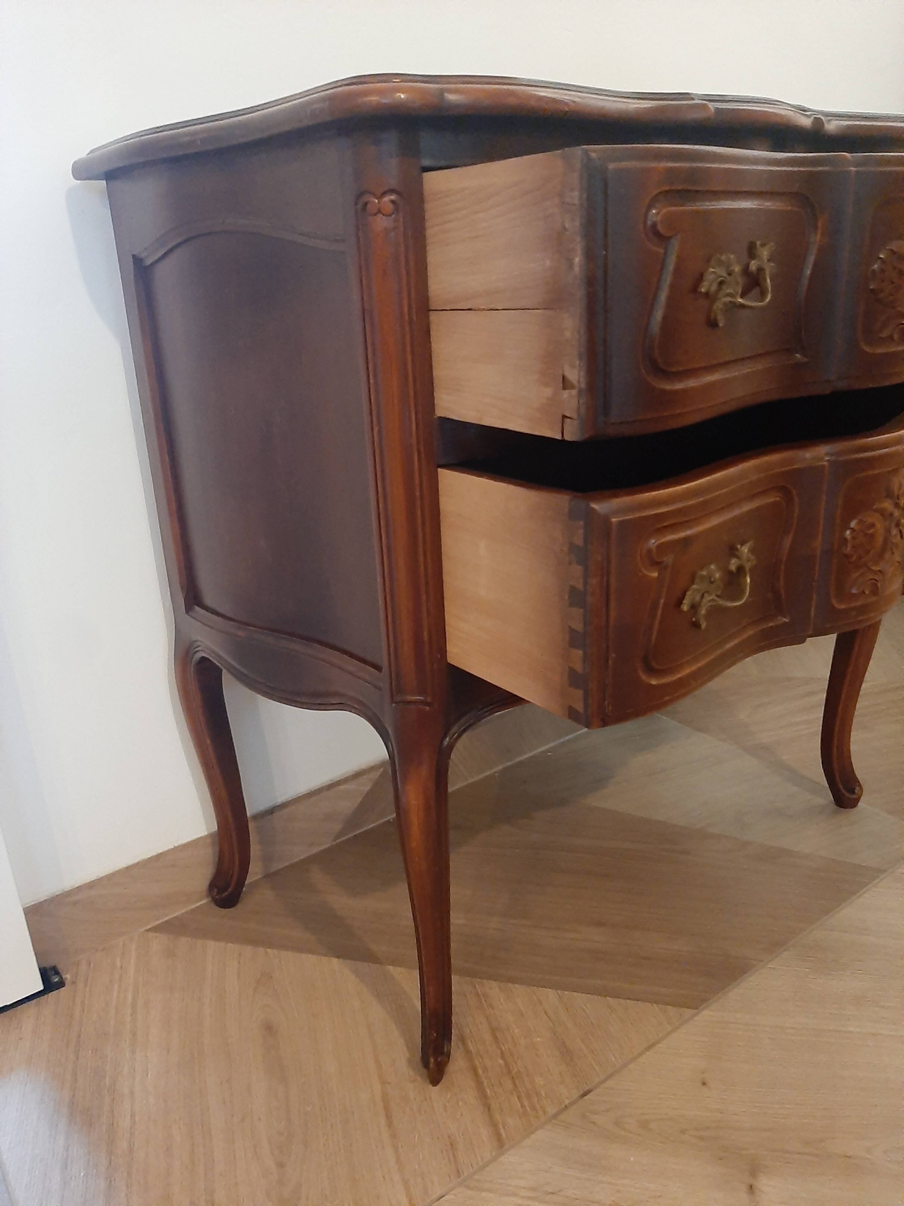 Louis XV style chest of drawers - 2 drawers - Curved feet - 1980s