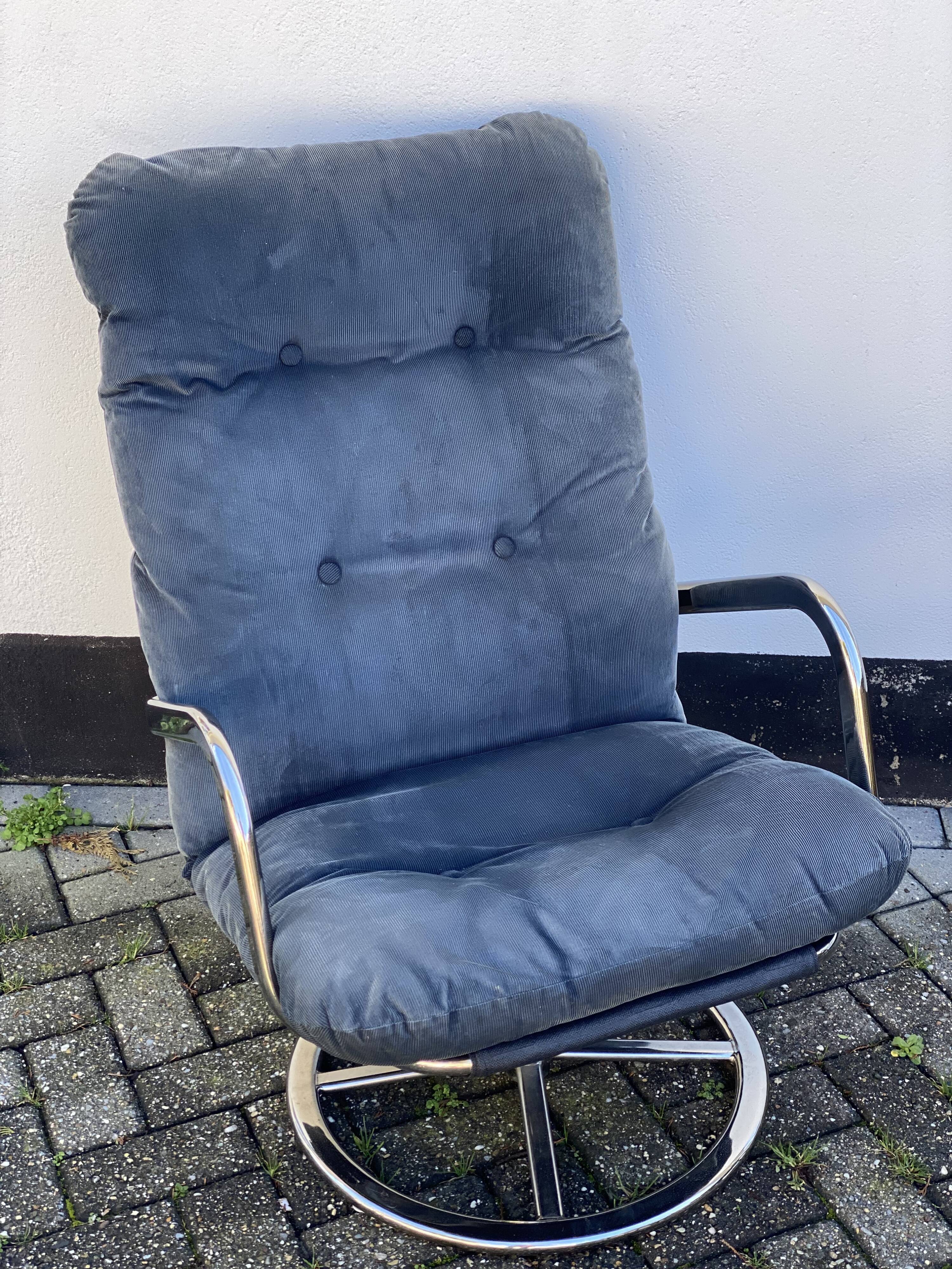 Vintage IKEA Smedsta Chrome Swivel Arm Chair