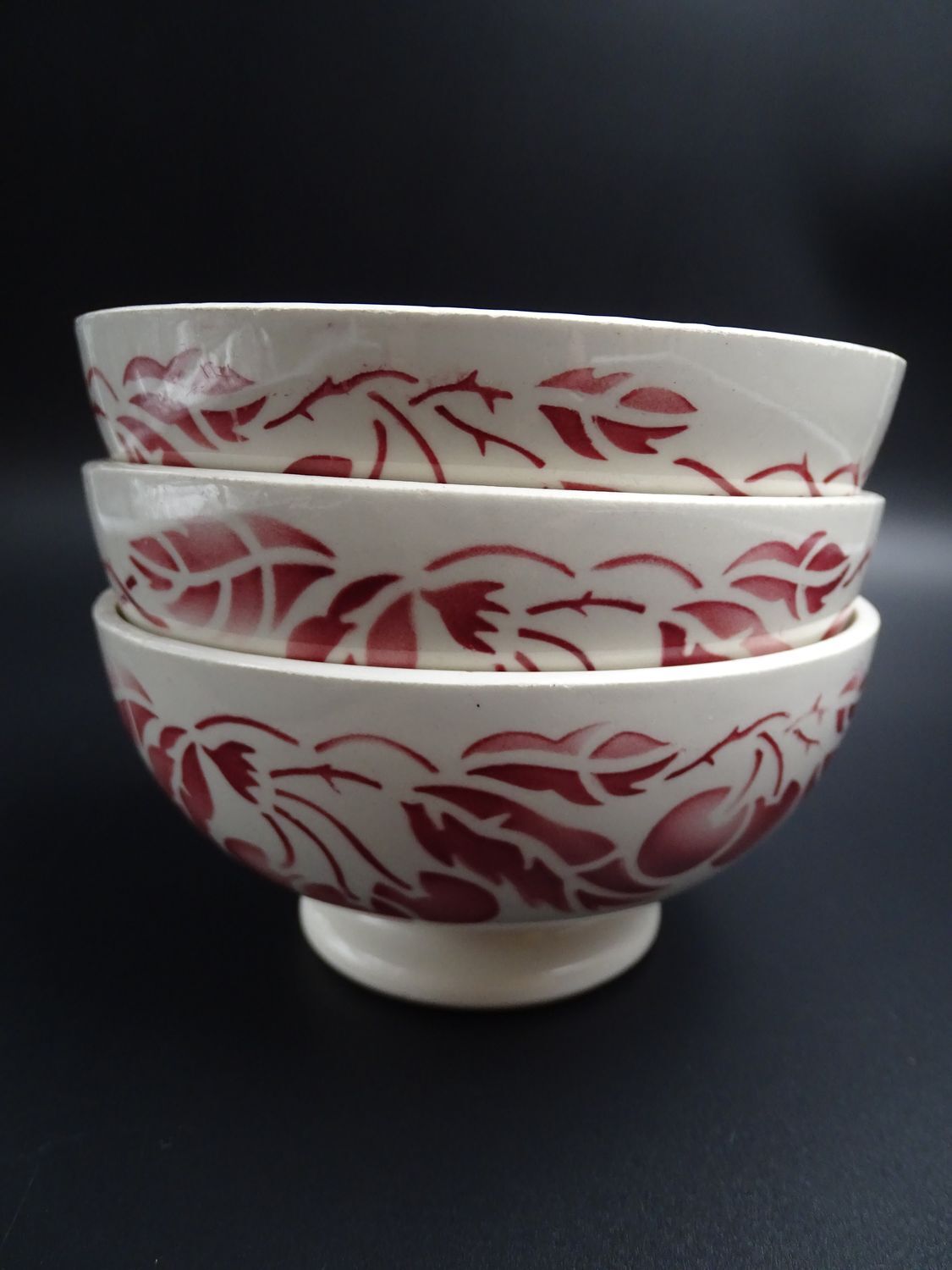 Lot of 3 bowls in Digoin faience 1940