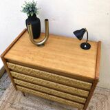 Chest of drawers wood and rattan 60's