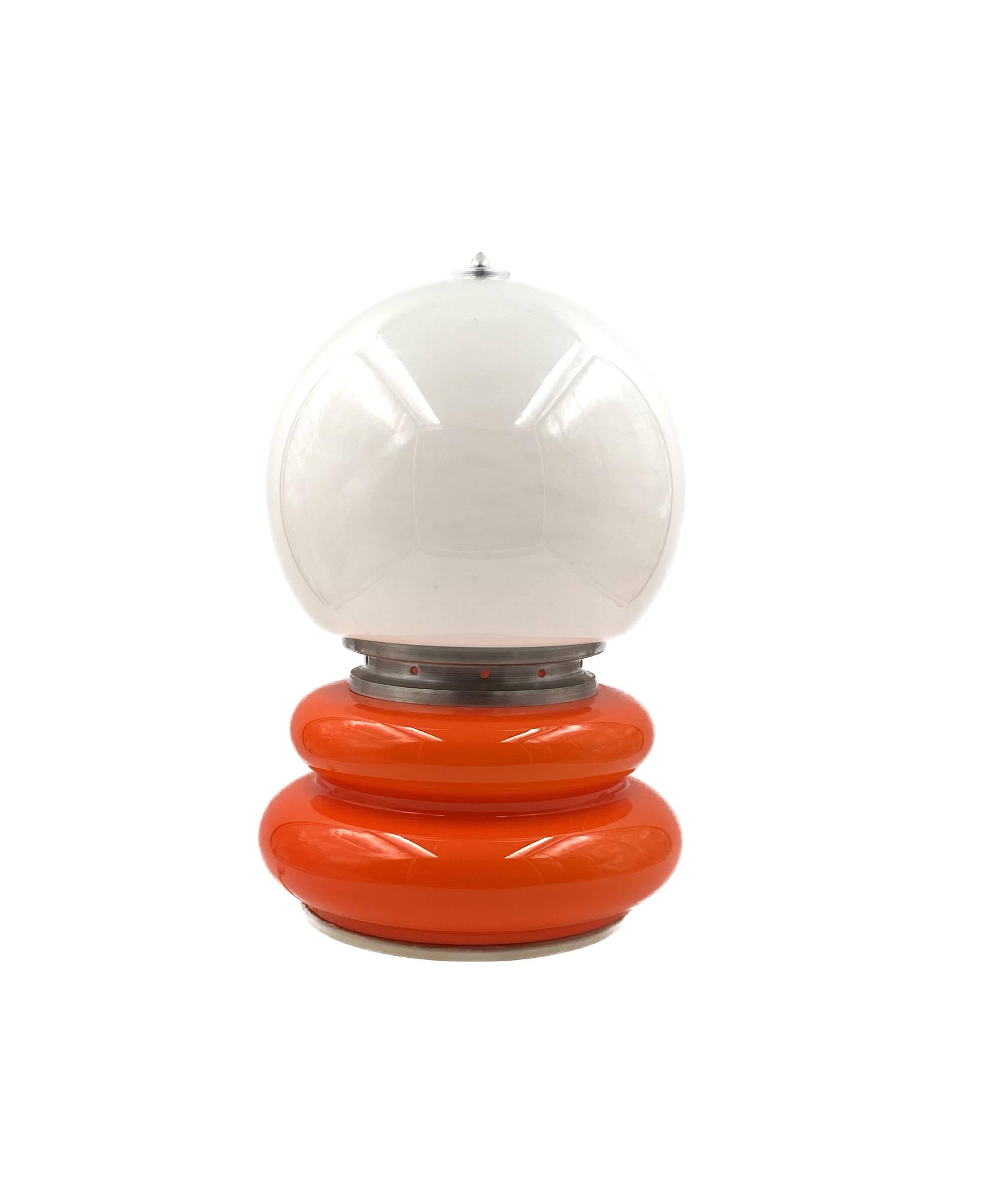 Space Age Orange Murano glass table lamp, AV Mazzega, 1970s