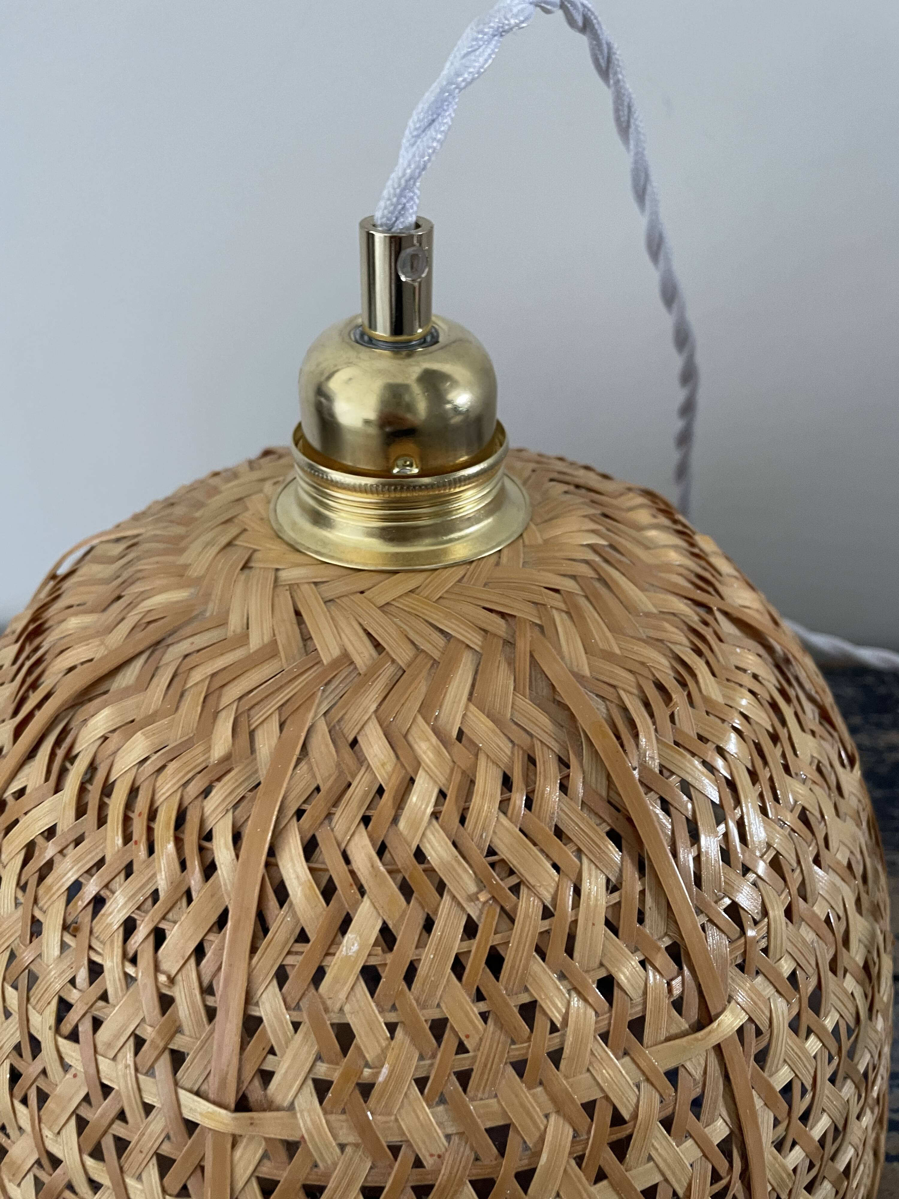 Vintage suspension in electrified braided wicker to nine