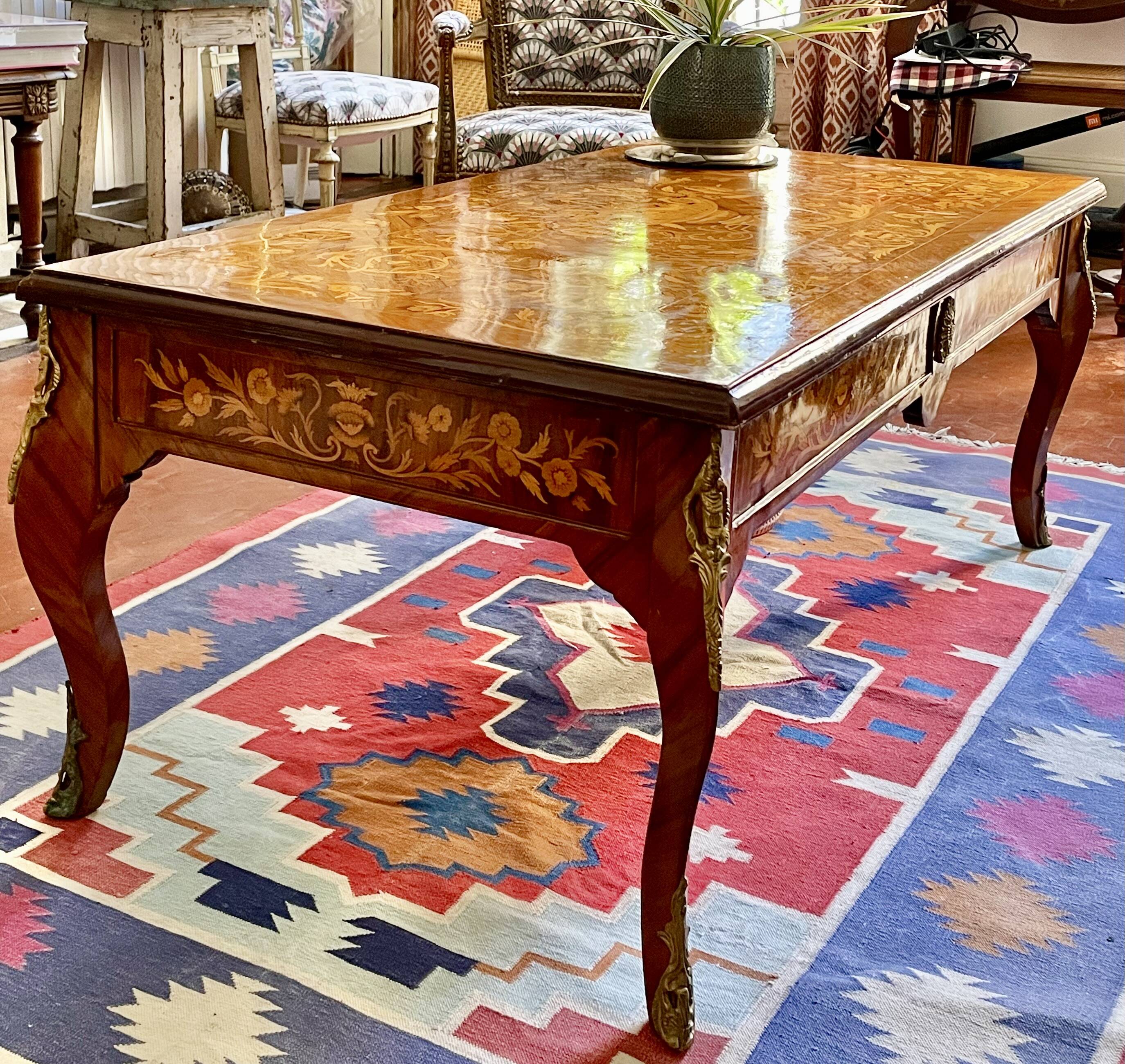 Antique marquetry coffee table