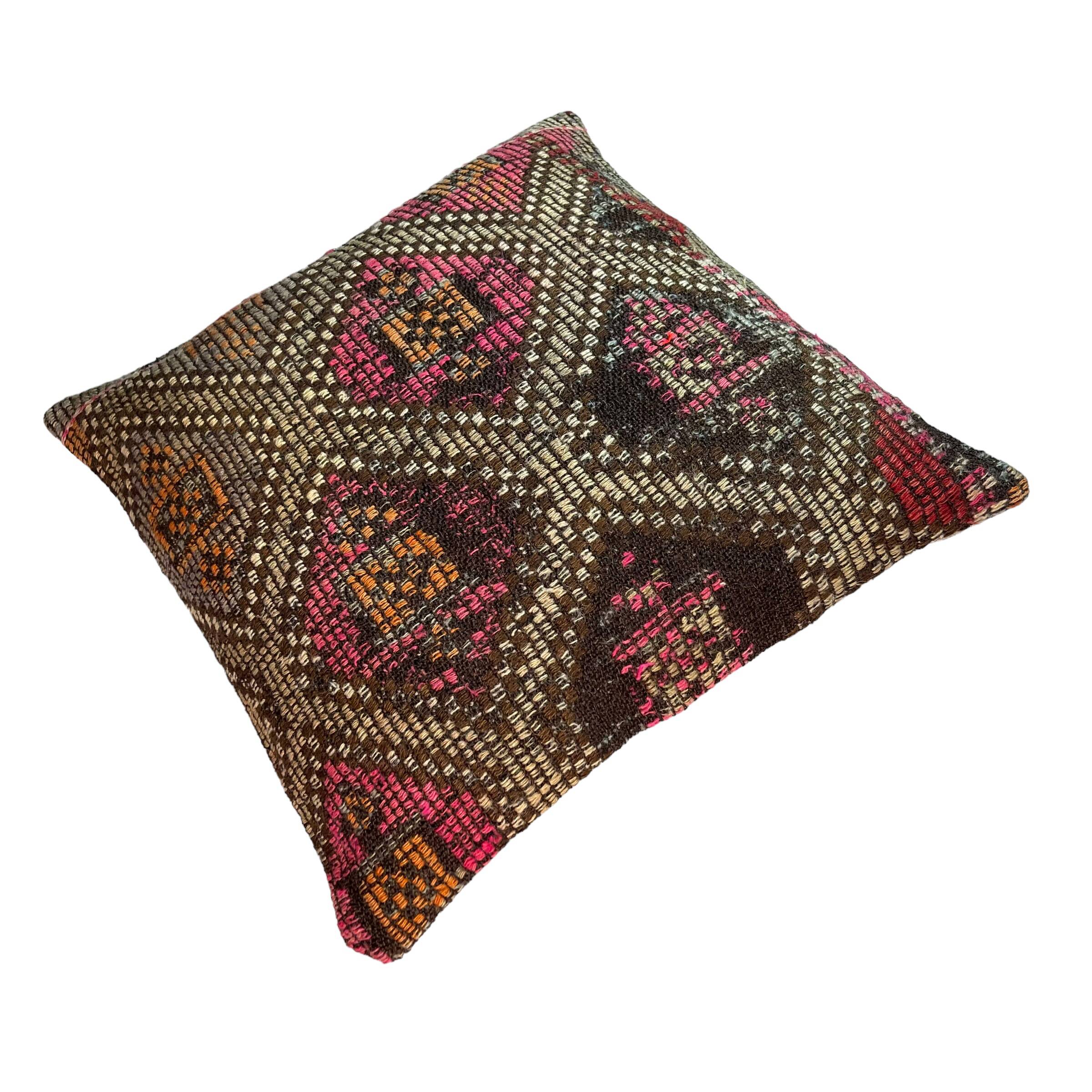 Vintage turkish kilim cushion cover , 55 x 55 cm