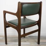 Fauteuil en bois et cuir synthétique vert foncé, 1960s