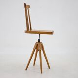1970s  Beech Chair with Adjustable Height, Czechoslovakia