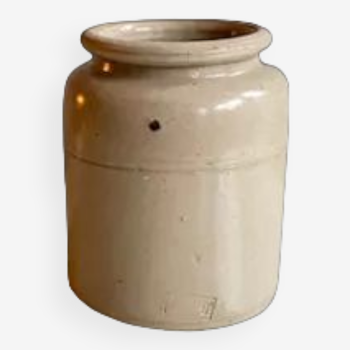 Vintage glazed stoneware pot in linen color