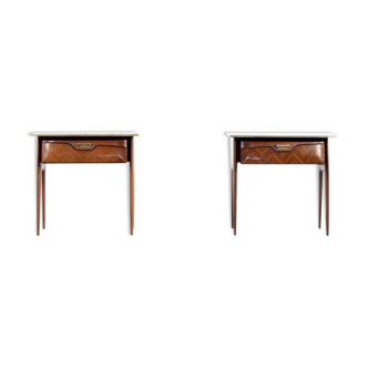 Set of 2 Italian Midcentury Rosewood bedsides tables