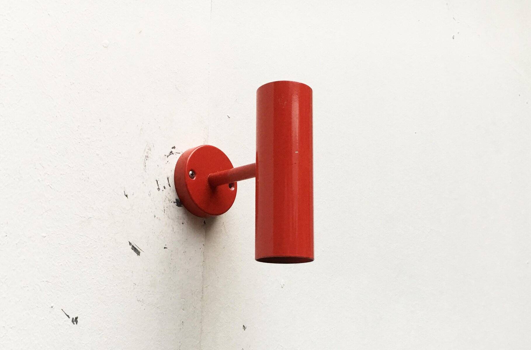 Mid-century minimalist red wall lamp, set of 2.
