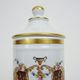 Old apothecary pot, made of snake porcelain, painted by hand. Year 60