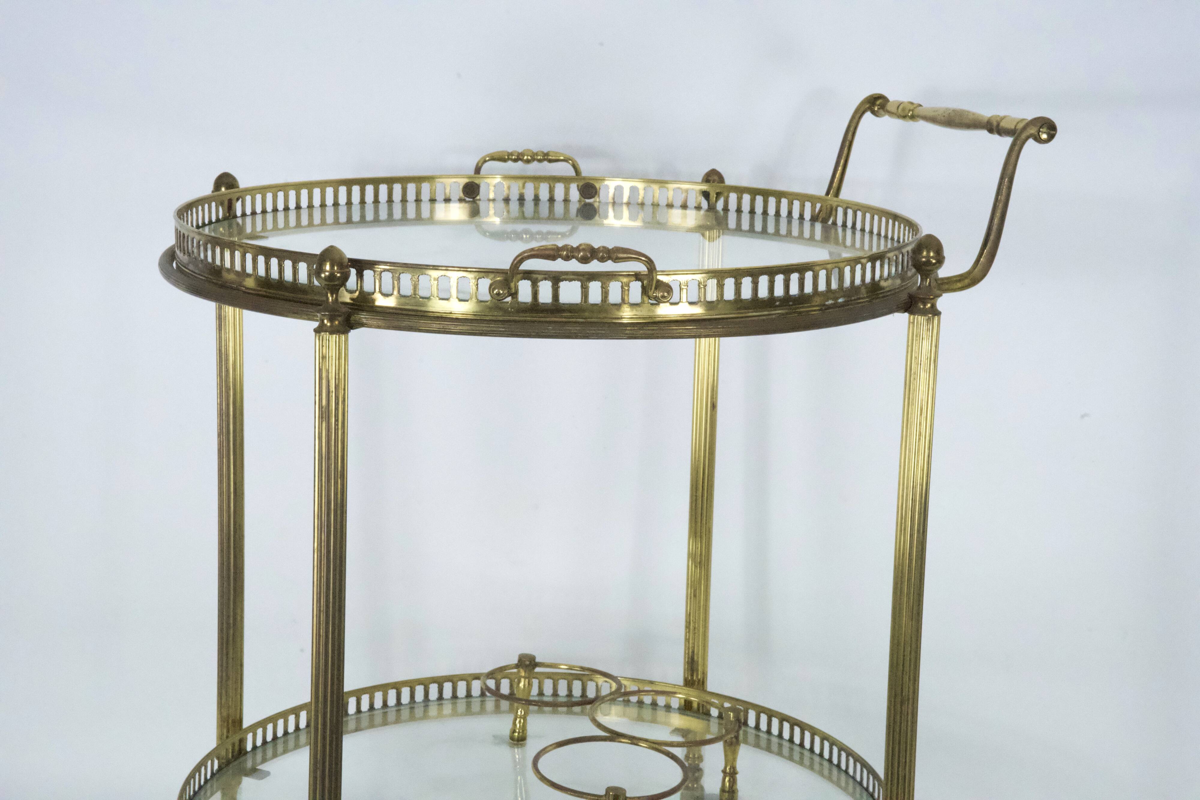 Mid-Century Modern Brass and Glass Bar Cart 1970s.