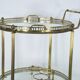Chariot de bar moderne du milieu du siècle en laiton et verre par Cesare Lacca, Italie, années 1950.