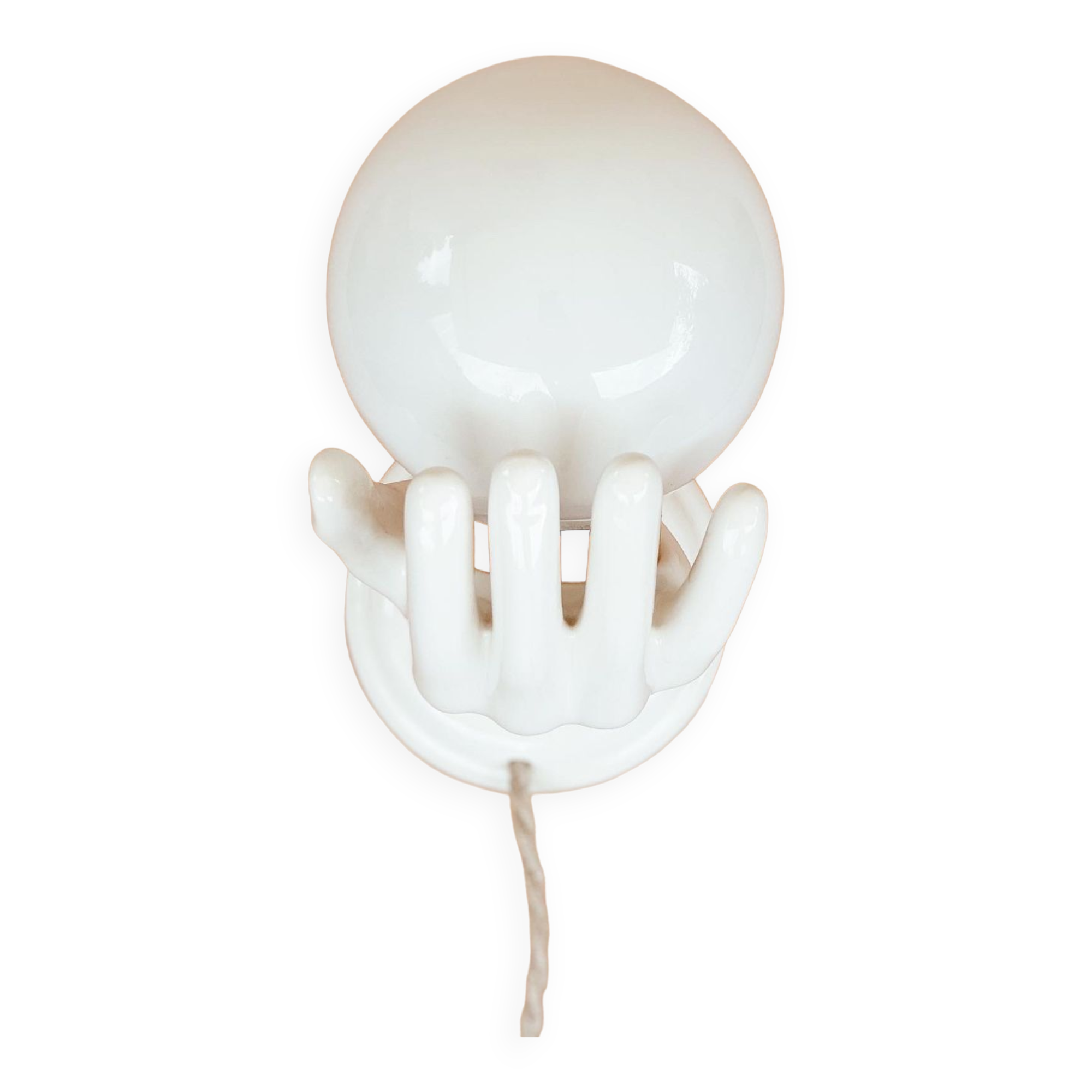 Applique murale baladeuse main en céramique globe opaline