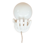 Hand-operated wall lamp in opaline globe ceramic