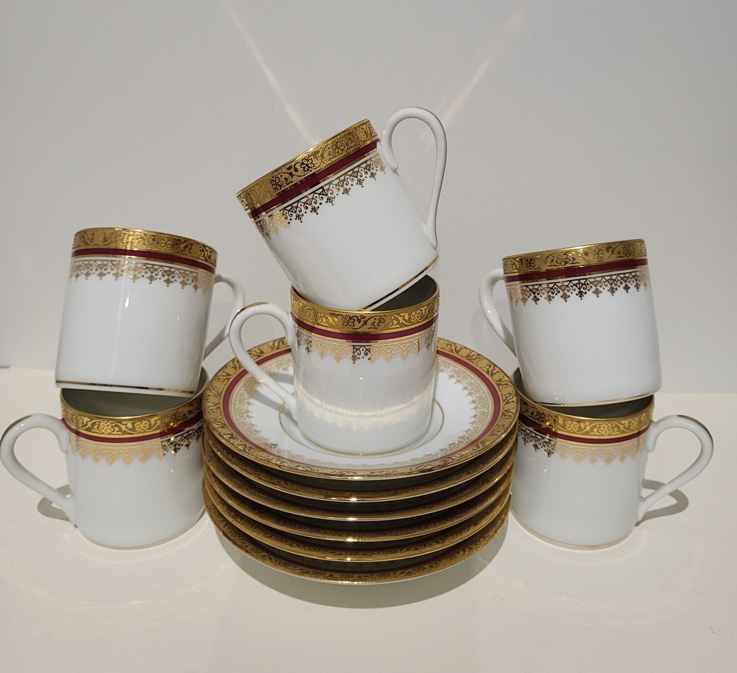 6 coffee cups signed "Jammet Seignolles"