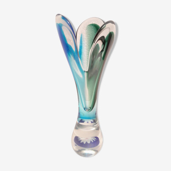 Vase en verre années 70's à inclusion