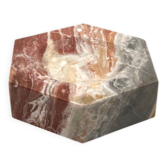 Cendrier moderne hexagonal en marbre multicolore, Italie, années 1970