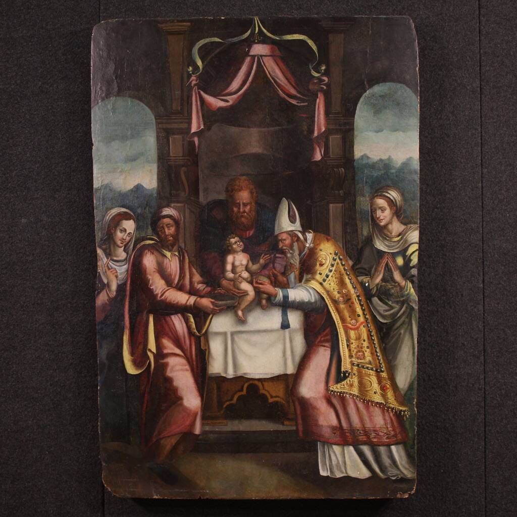 Great 16th-century Italian painting on panel, The Circumcision of Jesus