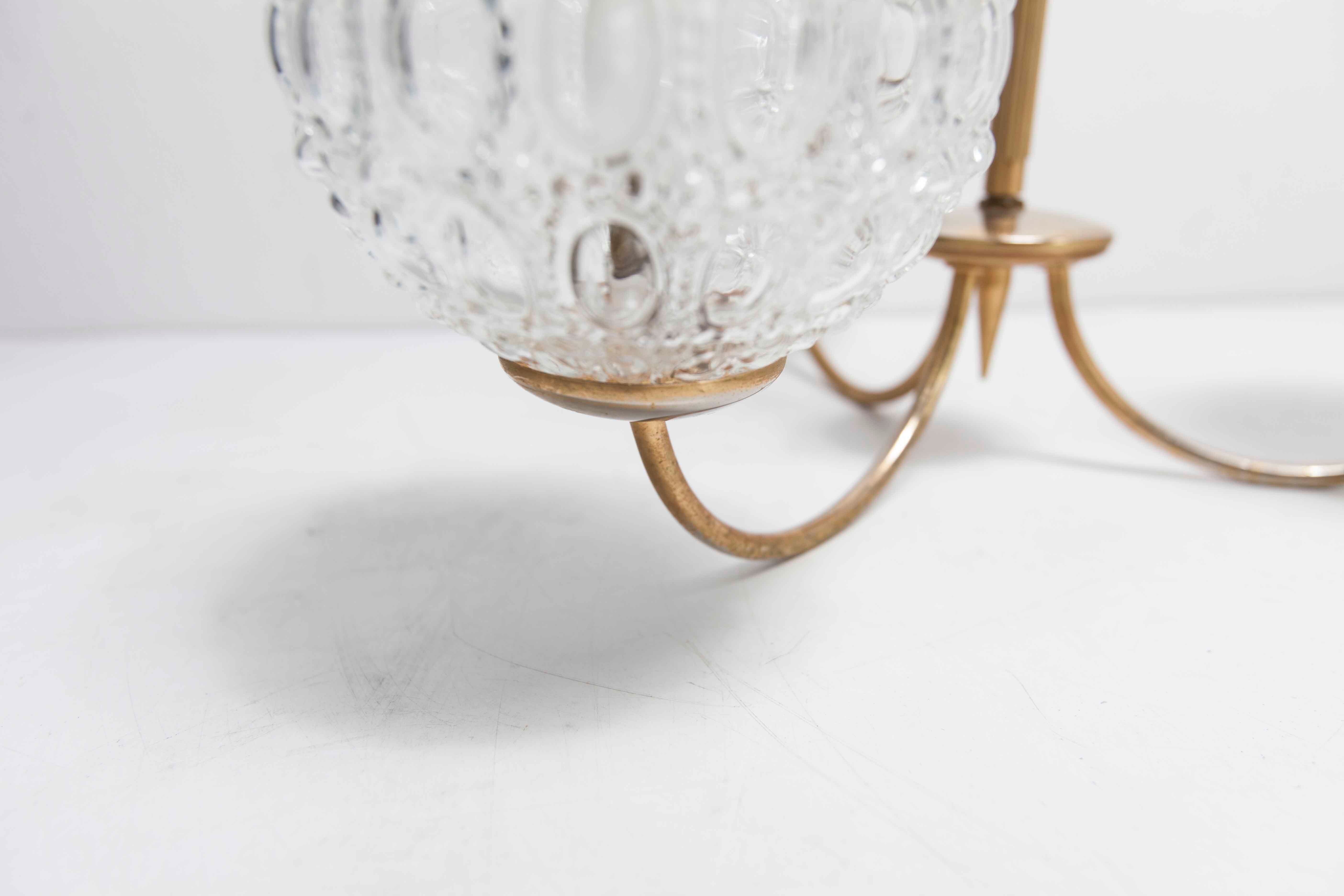 Brass ceiling and glass 3 balls 1960