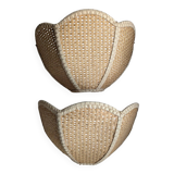 Pair of shell sconces in braided raffia