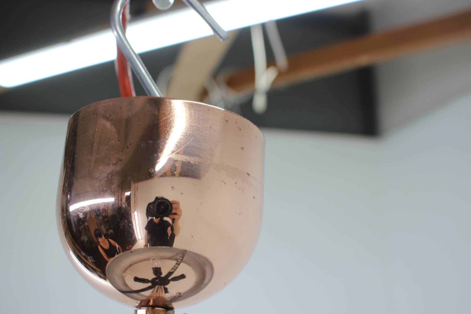 1930s Bauhaus / Functionalist Copper Chandelier UFO by Josef Hurka, 4 items available