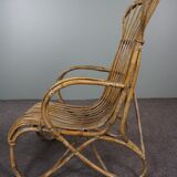 Belse 8 armchair in patinated rattan with high back Dutch Design 1950