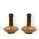 Ensemble de 2 pieds de lampes de table Hollywood Regency en granit rose et laiton, Italie 1970