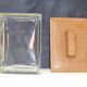 Vintage glass box with tawny leather lid