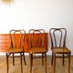 Set of 3 bistro chairs in wood and canework signed J. Kohn, Made in Austria, 20th century