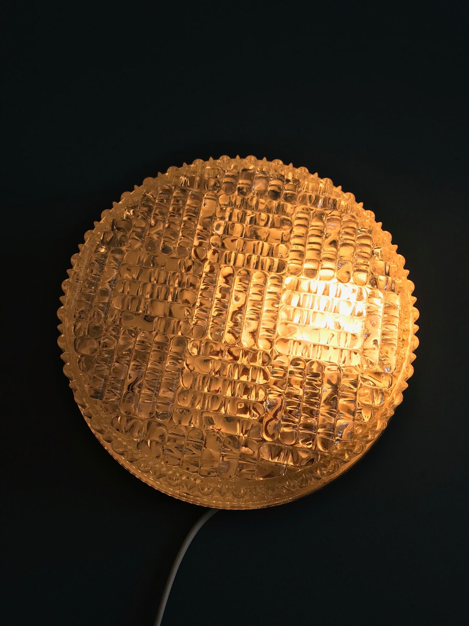 Round glass laminated ceiling light 1960