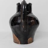 Rustic Terracotta Jug with Black Glaze from Lucca, Italy - 19th Century Country House Decor
