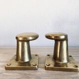 Duo of golden cast iron coat hooks