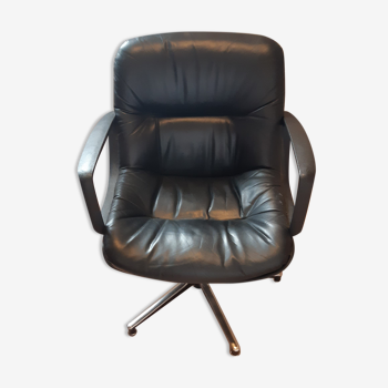 Fauteuil cuir noir pivotant Seidinternational