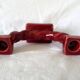Ceramic chandelier, signed LONGCHAMP, twisted old red