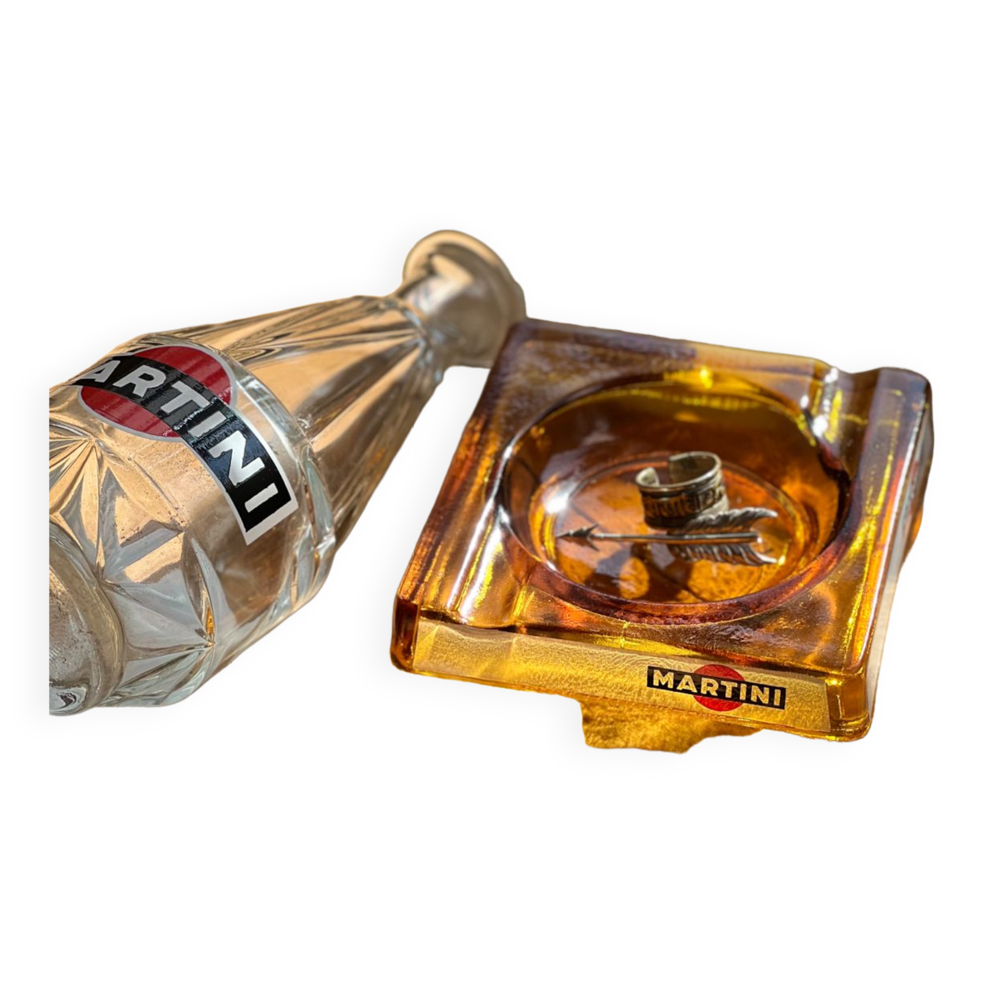 Martini advertising decanter and ashtray