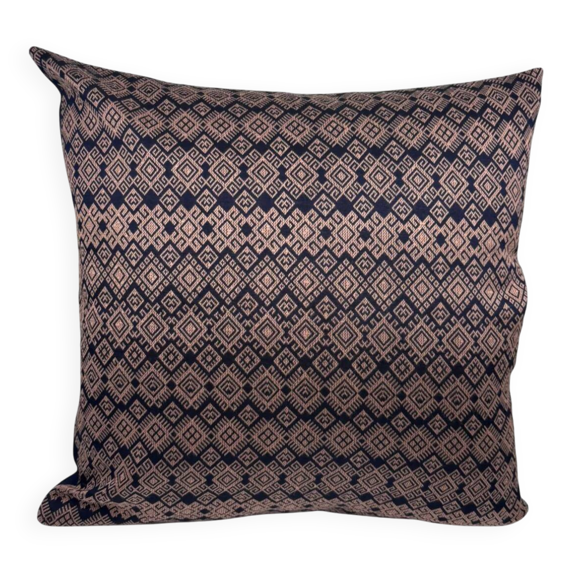 Housse de coussin Kachin bleu marine et rose (RIDA)