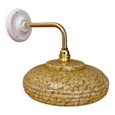 Angled wall lamp with vintage shade in yellow Clichy glass