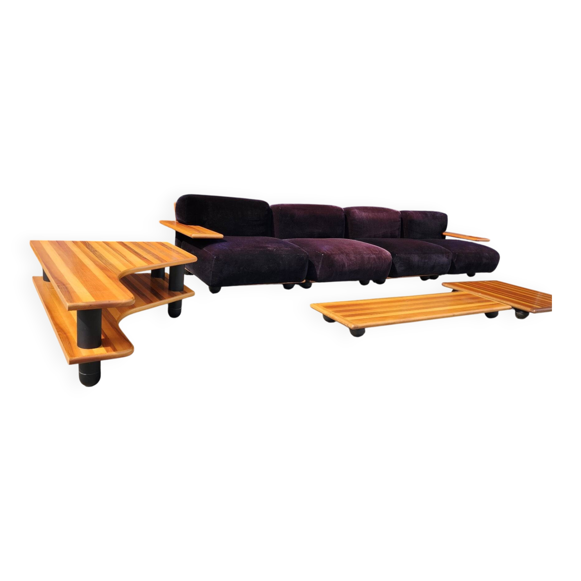 Ensemble de sièges Cassina Pianura en velours - Mario Bellini